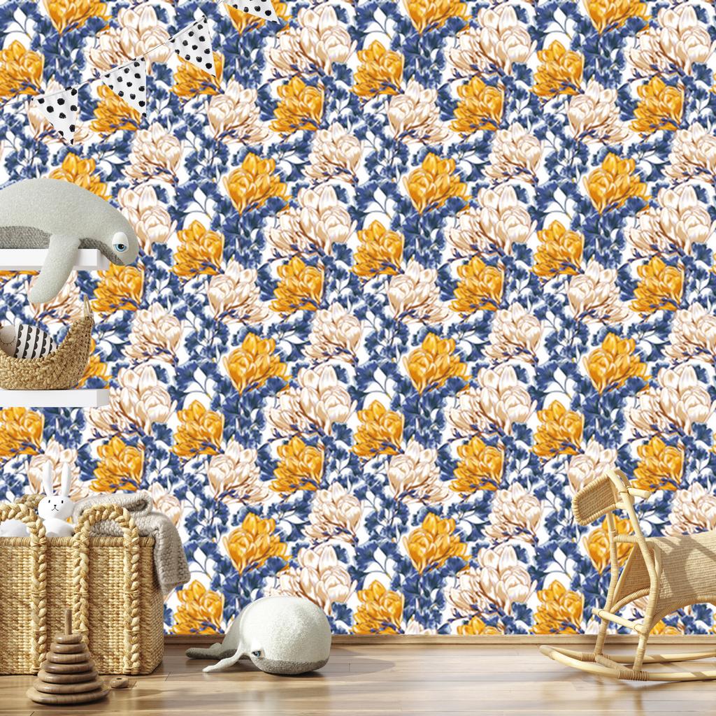 Colorful magnolia flowers wallpaper for living room and bedroom 50x1000