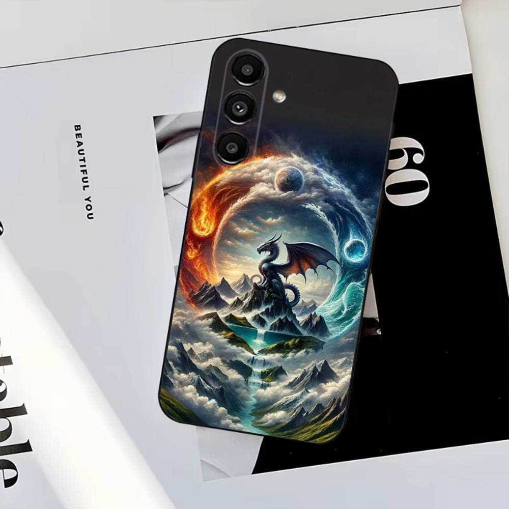 Японский Арт Дракон Инь Ян Чехол для Телефона Для Samsung S25,S24,S23,S22,S21,S20,S10,Ultra,Plus,Lite,FE,Мягкий Силиконовый Черный Чехол