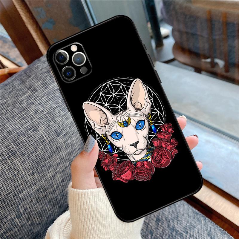 Sphinx Cat Printing Drawing Phone Case For iPhone 14 15 16 Pro Max 11 12 13 Pro X XR XS Max 14 Plus Soft Cover