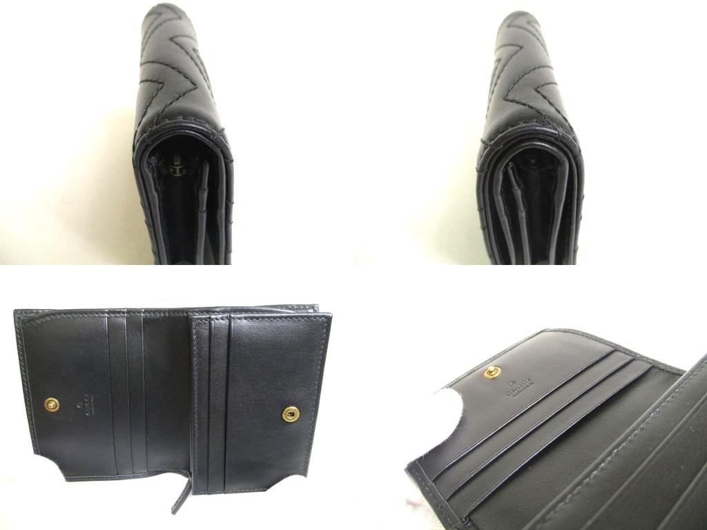 Authentic GUCCI GG Marmont Black Leather Bifold Wallet Compact Wallet #a451 Open box