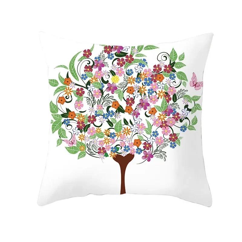 Colorful Tree Print Creative Fashion Cushion Cover Pillowcase Decorative Sofa Home Decor
