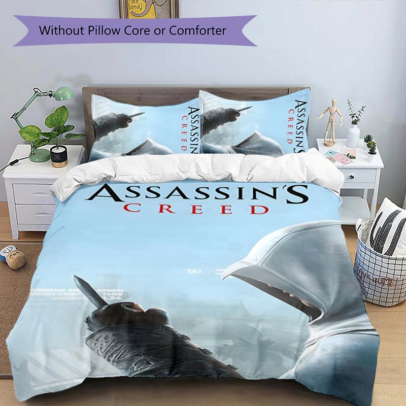 3pcs Assassin's Creed Design Cover Set - HD Printed Bedding with 1 Cover and 2 Pillowcases - Perfect for Home and Dorm Decor