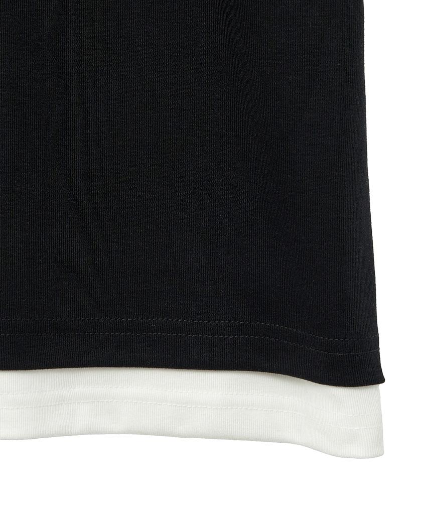 NOIRER Многослойная футболка-henley с коротким рукавом (Черная слоновая кость)