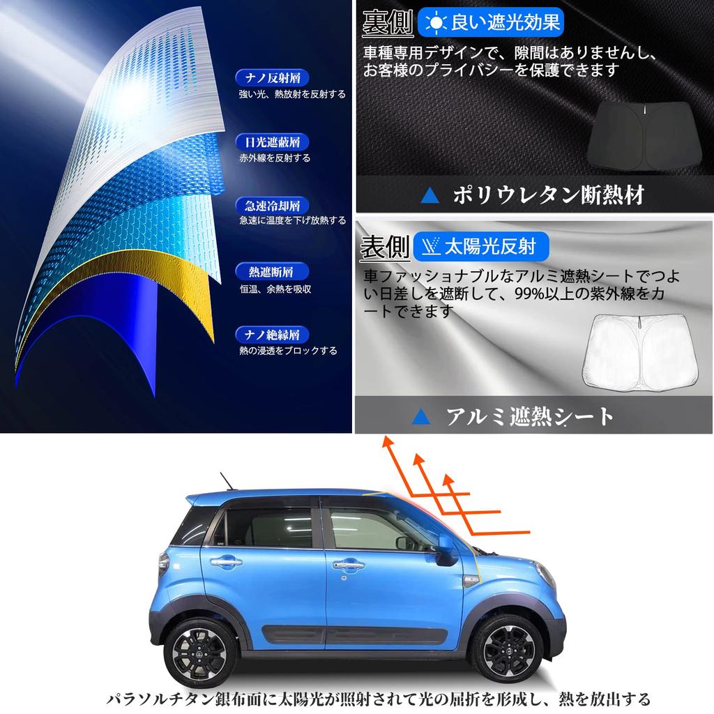 SHAOHAO Toyota Pixis Joy Car Car Windshield UV Easy Full Improved Thickening Sunshade, Accessory, Sunshade, Protection, Foldable, Installation,