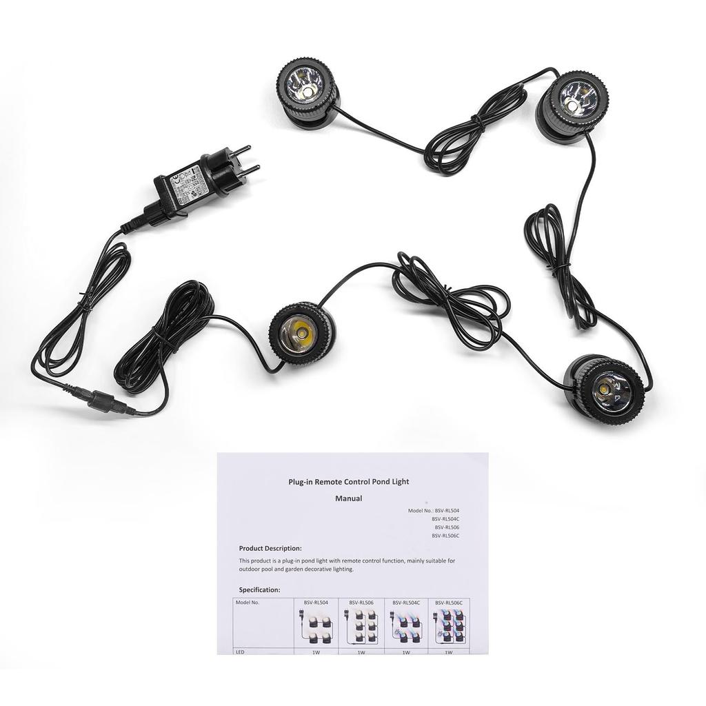 Set of 4 Warm White Pond Lights LED Submersible Fountain Lights IP68 Waterproof Underwater Landscape Spotlights with