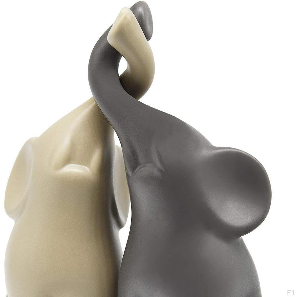 2x Couple Elephant Sculptures Desktop Ornaments Ceramic Animal Statues Decorative Figurines for Desk