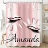 Luxury Pink Sparkling Shower Curtain Custom Name Printed Waterproof Bath Rug Cover Home Decor Bathroom Accessories