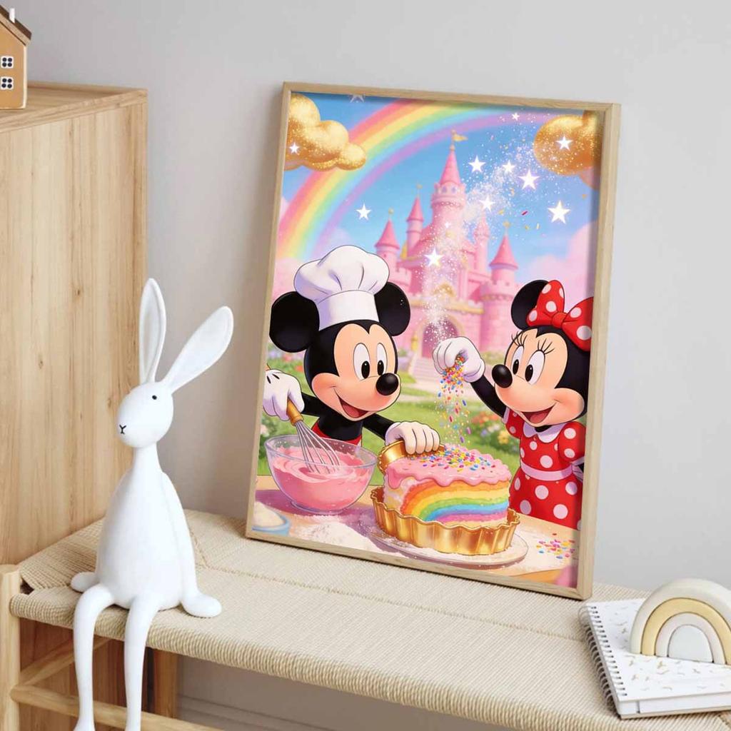 Disney Алмазная мозаика Картина Алмазная живопись Набор для рисования Микки Маус Выпечка торта Радужный замок Ручная работа DIY Декор дома