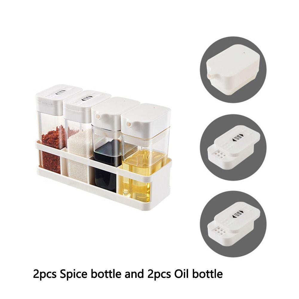4Pcs/set BPA Free Spice Jars Sliding Open Seasoning Box Set Spice Dispenser  Kitchen Organizer Box