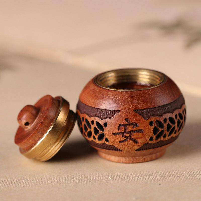 Флакон для духов из натурального дерева, расширяющийся, мини-сандаловое дерево, портативная герметичная банка, подвеска, контейнер для помандеров, таблетница