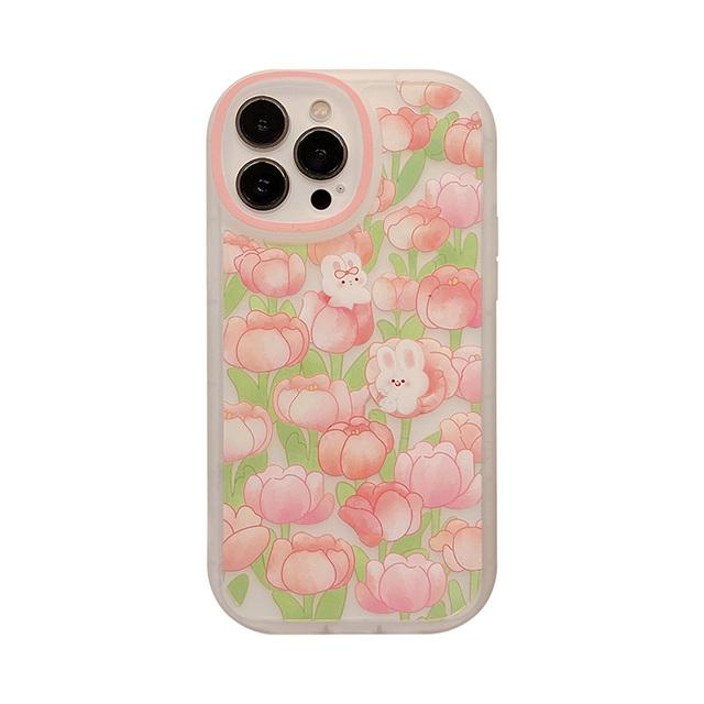Новый чехол для телефона Tulip Folwer Rabbit для Iphone 11 12 13 Pro Max Mini X Xs Max Xr 7 8 Plus Se 2020 2022, мягкие милые силиконовые чехлы