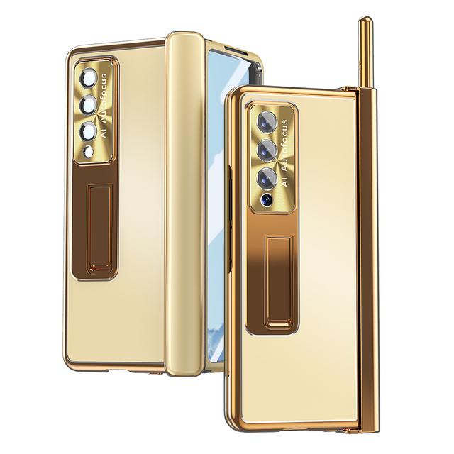 Алюминиевый защитный чехол с защитой от падения с подставкой для Samsung Galaxy Z Fold 4 Fold4 Fold3 Fold 3 Zfold4 Стеклянный пленочный чехол Funda