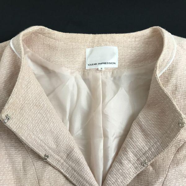 CLEAR IMPRESSION Твидовый костюм без воротника с юбкой Женский M Розовый(ИСПОЛЬЗОВАЛ)