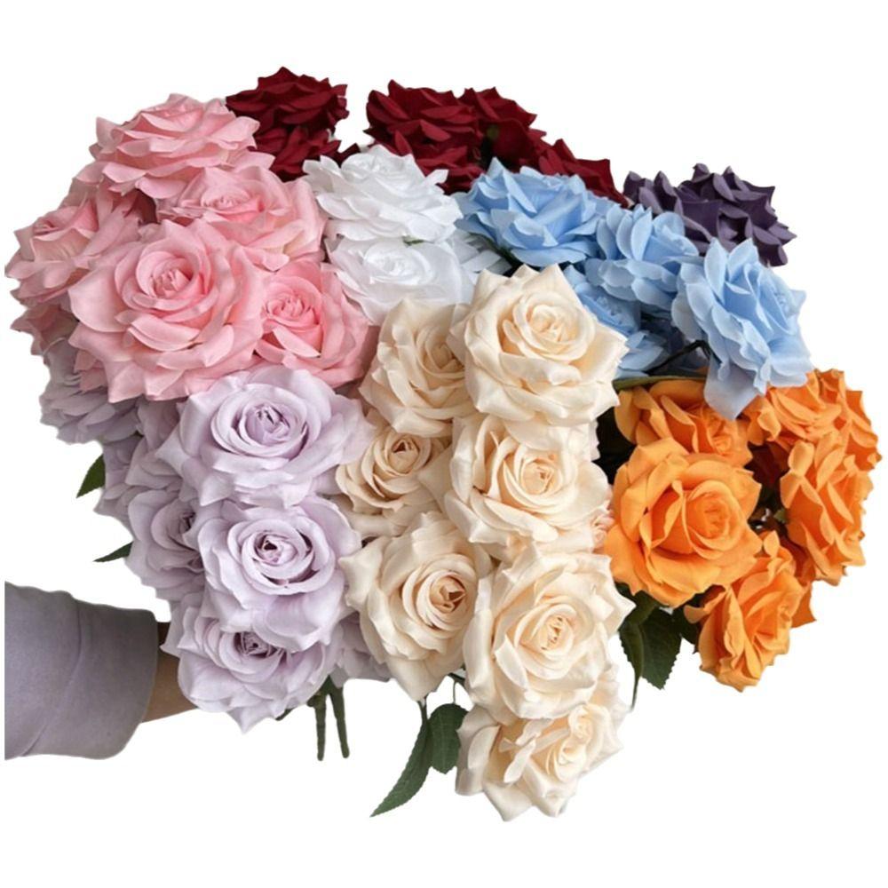 Silk Artificial Rose Flower 5 Heads Wedding Floral for Wedding and Festival Decoration