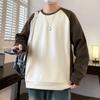 Свитер с круглым вырезом, мужская весенняя модная брендовая футболка с длинными рукавами контрастного цвета, куртка, мужской тяжелый осенний топ