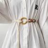 Bohemian Style Beige Braided Hemp Rope Belt Women Aesthetic Waist Chain Belt Vacation Accessories Braided Big Beads Dress Plait Belt Casual Belt