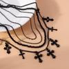 4 шт./комплект Готические Черные Кресты Подвески Ожерелья для Женщин Девушек Многослойная Цепочка Чокер Ожерелье Панк Украшения Подарки