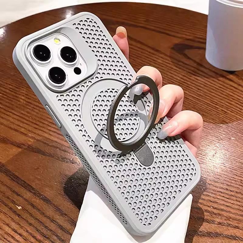 Luxury Heat Release Case For iPhone 17 16 15 14 13 12 Pro Max Plus 16Pro iPhone16 For Magsafe Mag Safe Wireless Charge Stand Covers