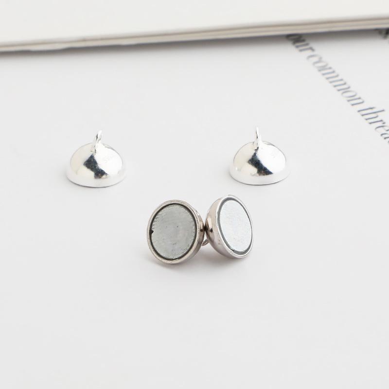 Браслет/Ожерелье из стерлингового серебра 925 пробы ручной работы DIY с жемчугом и гладким сферическим двойным кольцом на магнитной застежке