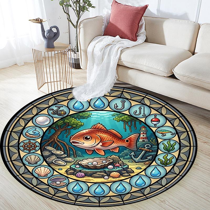Underwater Adventure Round Area Rug Under Office Chairs Bedroom Living Room Home Decor