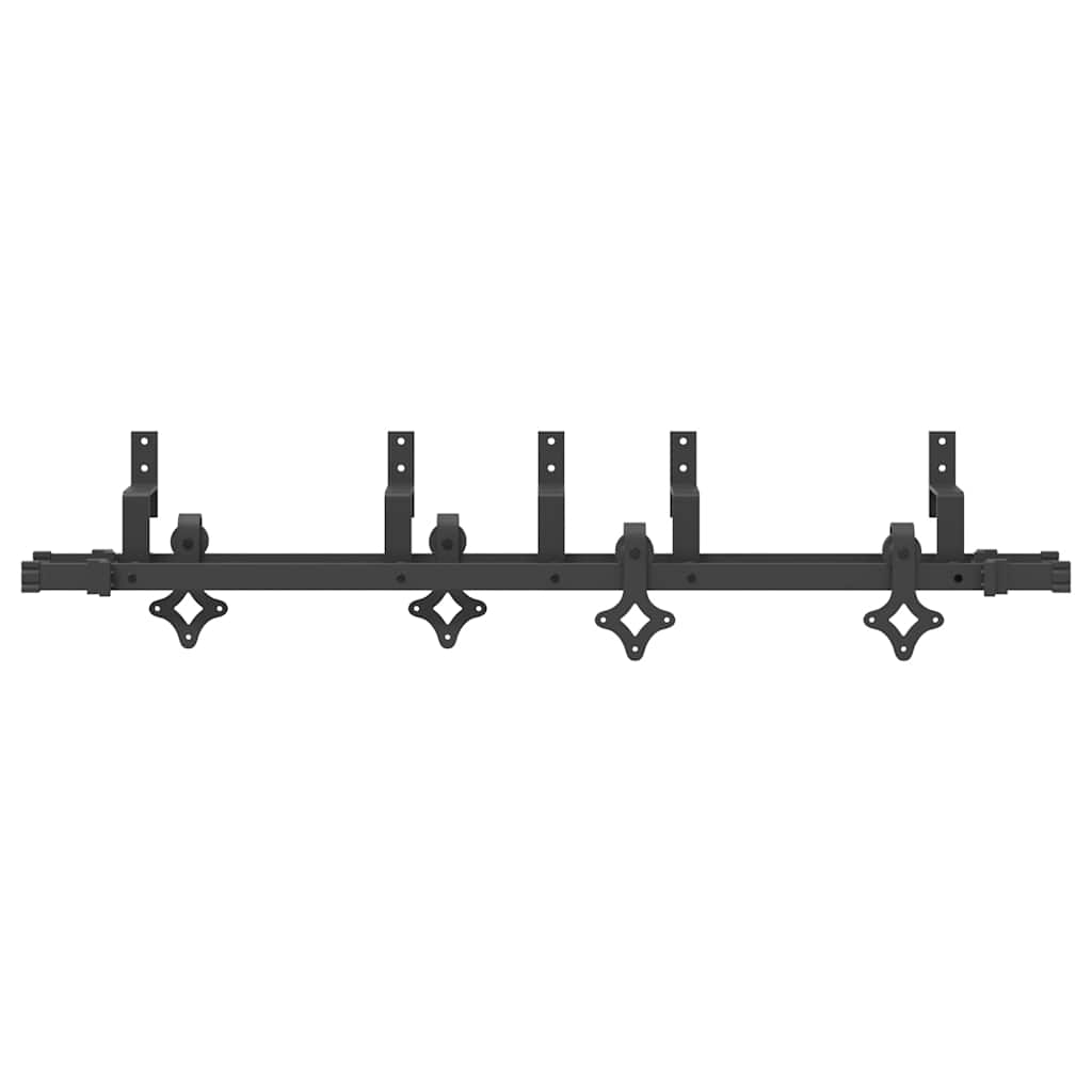 Sliding Door Hardware Set 152.5 cm Steel Black