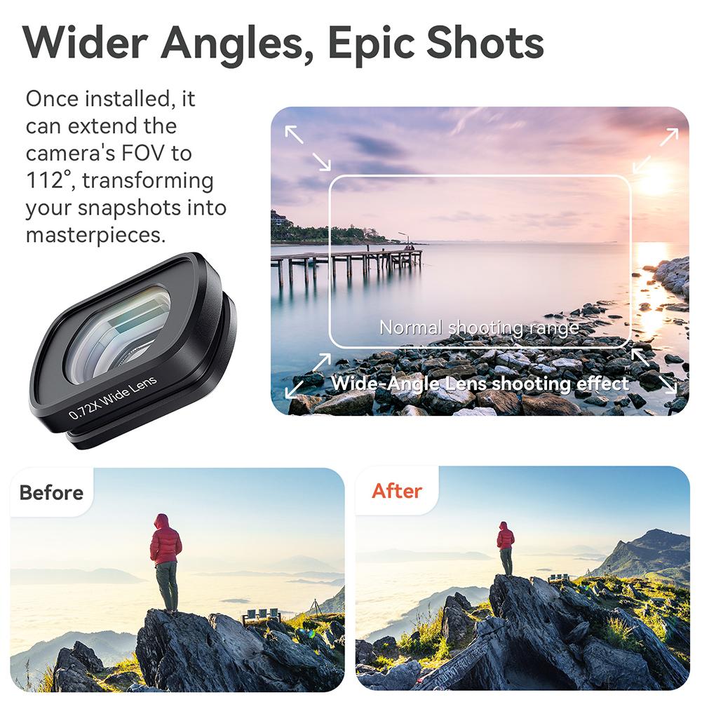 Magnetic Wide-angle Filter Optical Glass Wide Angle Lens Filter Professional Protection For DJI Osmo Pocket 3 Action Camera