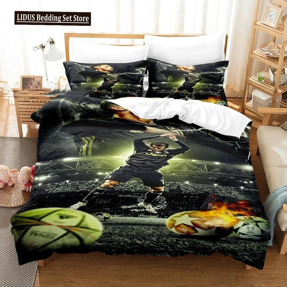 Fotbal Star CR7 Socer Beding Set Young Boys Young Girls Twin Quen Sized Dimensions Soft Duvet Cover Pilowcase Bed Young Boys Adult People Fashion Home