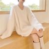 V-neck Thickened Sweater Women's Fall and Winter Medium-length Large Size Loose Warm Tops Comfortable Casual Elastic Pullover Sweater