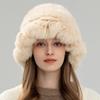 Шапка-облако из натурального кроличьего меха, плюшевая шапка, женская осенне-зимняя теплая шапка для лица, защита маленьких ушей, вязаная меховая панама, шляпа-ведро, шляпа-котелок