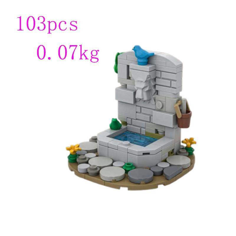 Точечная сборка мелких деталей строительные блоки MOC-186615 132385 средневековый колодец маленький фонтан ши развивающая игрушка модель для сборки g