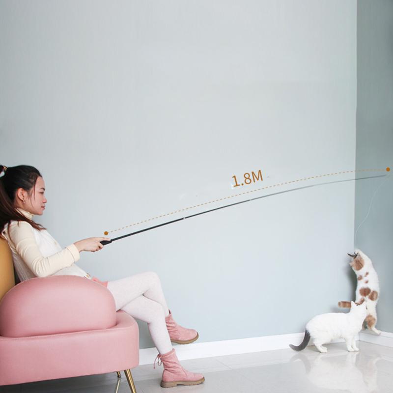 1,8 м Выдвижная палочка-дразнилка для кошек, игрушка, палочки-дразнилки для кошек, удочка с колокольчиками и перьями до