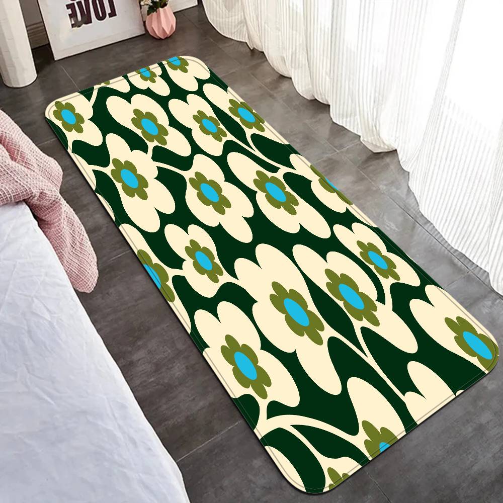 Orla Kiely Leaf Flower Floor Mat Anti-slip Absorb Water Long Strip Cushion Bedroon Mat Alfombra
