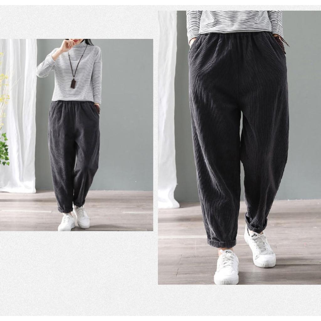 Женские осенне-зимние новые свободные вельветовые брюки оверсайз с холодостойким и толстым вельветом для универсальной повседневной носки, гаремные теплые брюки