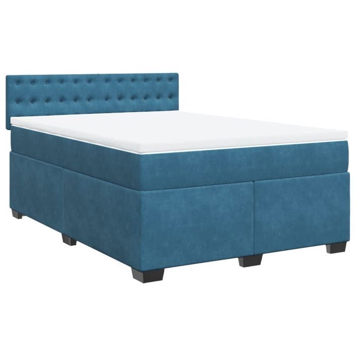 Maison Exclusive - Sommier à lattes de lit et matelas Bleu foncé 140x190cm Velours