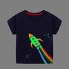 Kids Luminous Cartoon Dinosaur Space T-shirt 2-7 Years 100% Cotton Baby Boys Tees Summer New Short Sleeve Tops Dropshipping