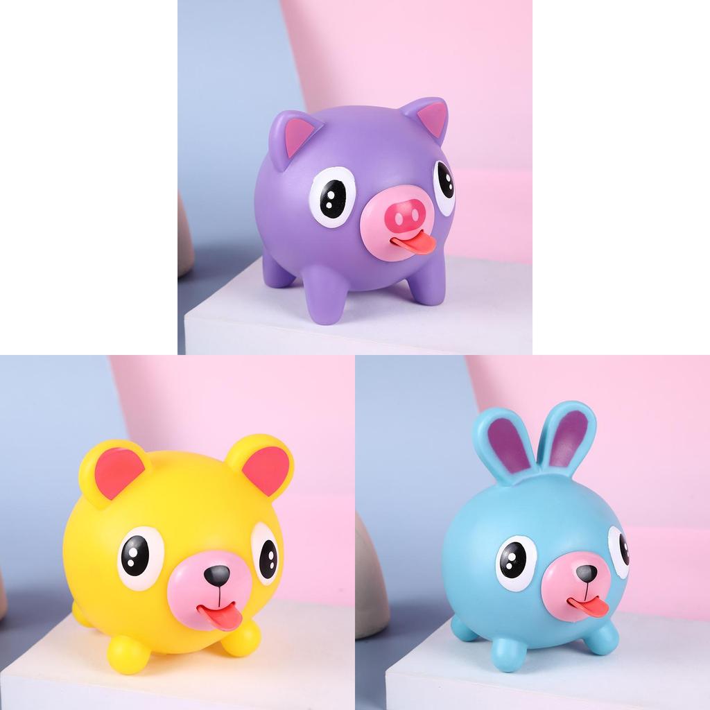 Pig Bear Rabbit Stress Relief Toy With Push Out Tongue Design For Kids And Adults