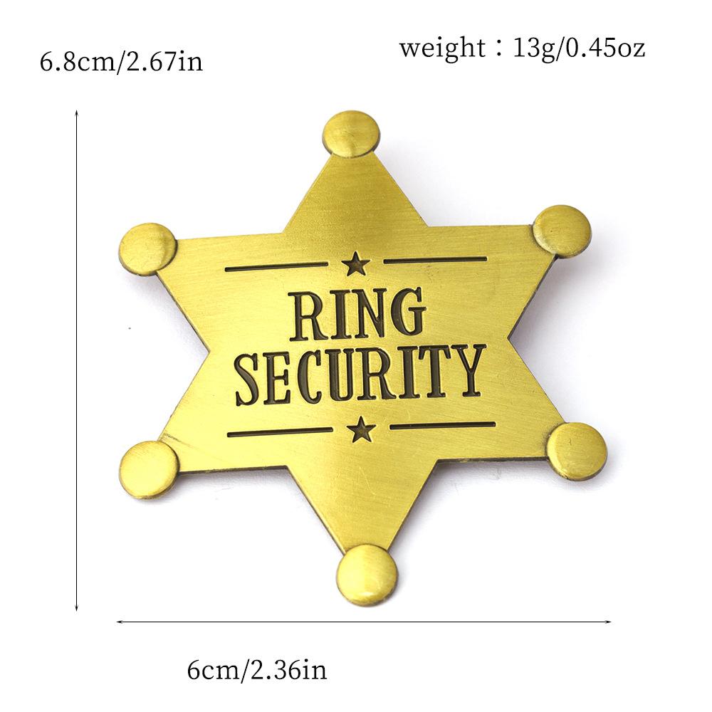 Western Adult Sheriff Badges Costume Star Shaped Metal Pin Brooches Carnival Party Gifts Cowboy Honor School Toy