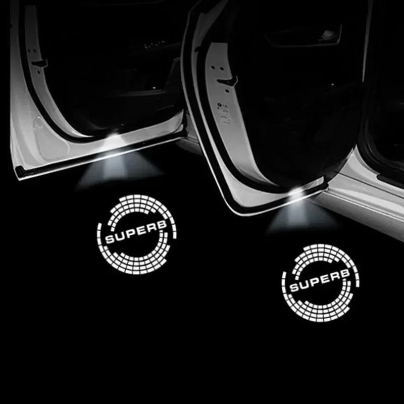 MNT2 2pcs Car Door Light Welcome Light For Skoda Superb 2009 2010 2011 2012 2013 2014 2015 -2023 car accesorios superb Logo Light