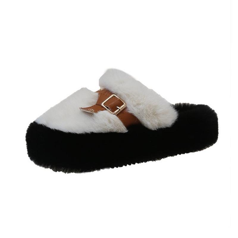 Осень и зима новая сумка голова плюшевые тапочки модная сумка голова тапочки на одном педале женские домашние тапочки