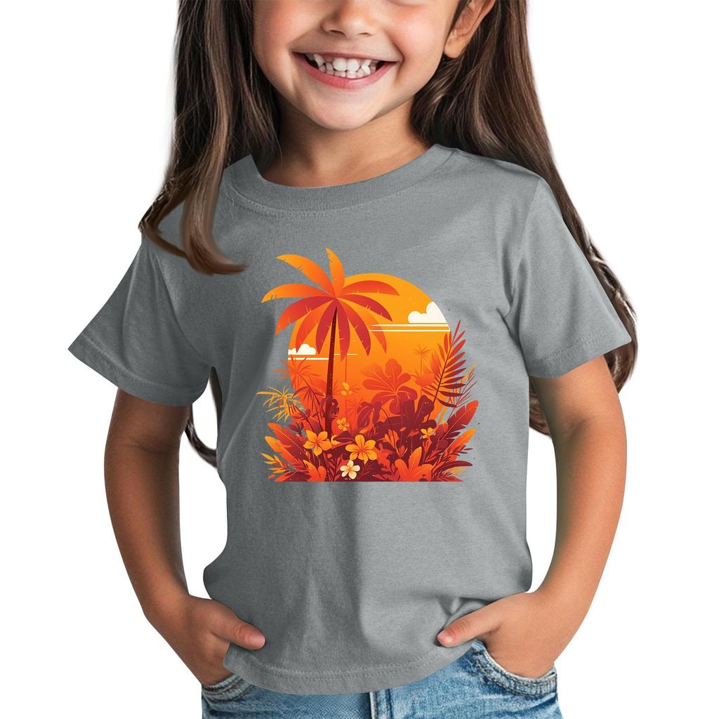 Детская модная повседневная футболка с круглым вырезом и короткими рукавами