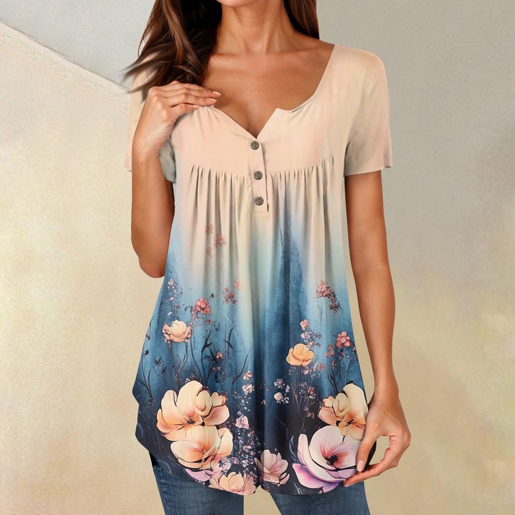 Женские туники, топы, нарядные, повседневные, летние, рубашки с коротким рукавом, свободный крой, плиссированный топ в стиле бохо