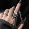 Punk Silver Color Copper Stars Open Rings for Women Men Fashion Adjustable Couple Rings Y2K Hip Hop Vintage Ring Jewelry Gift