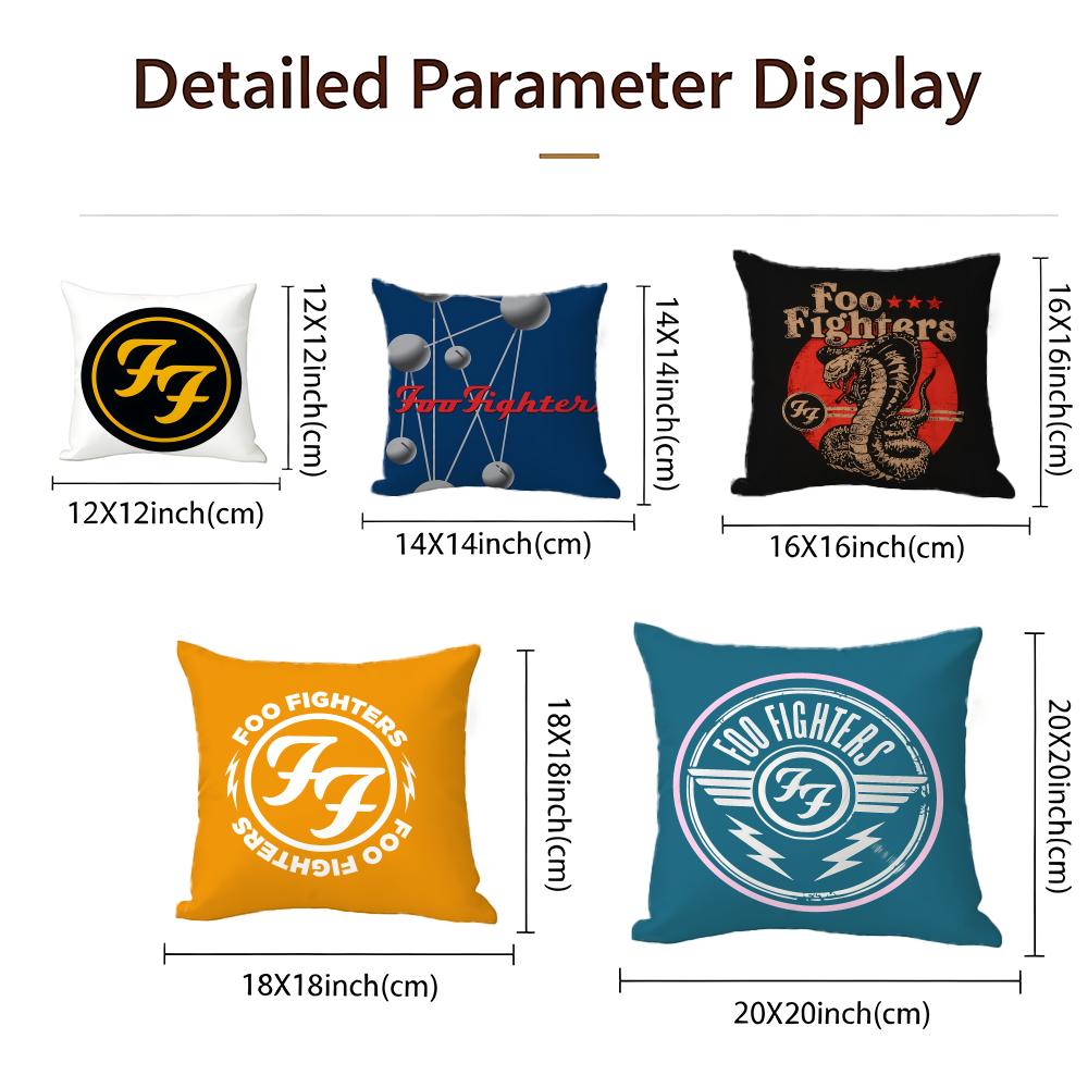 Rock Foo Fighters Cushion Cover Cushion Cover Set 4Pcs 50X50 45X45 40X40 Pillowcase Decorative Sofa Home Decor
