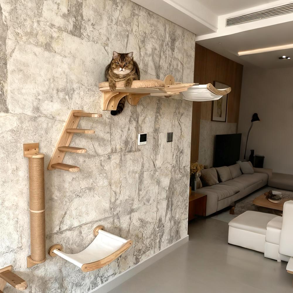 Настенная мебель для кошек Игровой комплекс Настенная лестница для кошек Набор для дома питомца Сизалевая лестница для заточки когтей