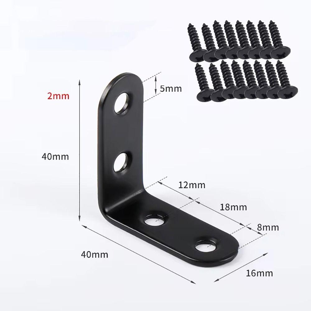 10Sets Cabinet Screens Wall Angle Bracket Iron 90 Degree Right Angle Corner Brace Joint with Screws Furniture Fastener