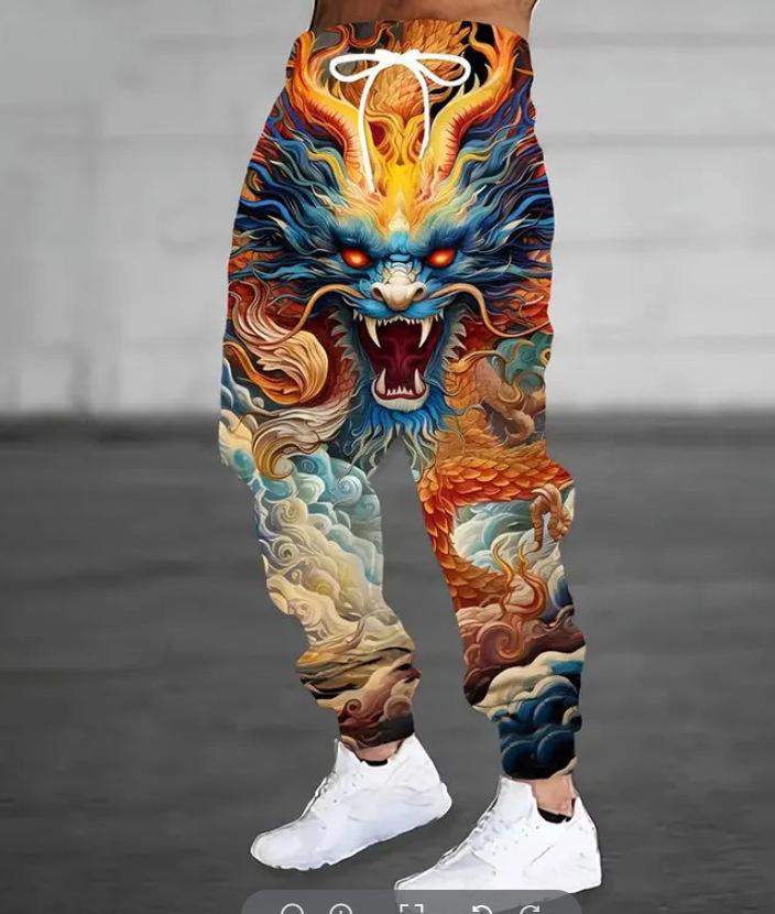 Мужские повседневные длинные спортивные штаны с 3D-принтом на осень 2025 года - Европейский и американский стиль