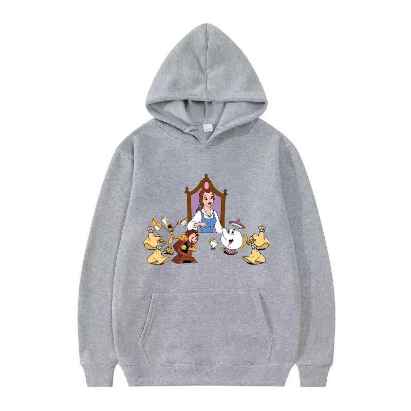 Disney Beauty And The Beast Princess Pattern Woman Loose Black Autumn Tops Clothes Pullovers Ladies Cheap Y2k Hoodies Men Sporty
