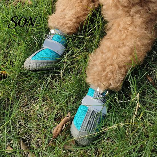 Comfortable Puppy Shoes for Daily Use 4Pcs Non-Slip Dog Shoes, Breathable Mesh Boots, Waterproof Boots Summer Pet Paw Protectors Small