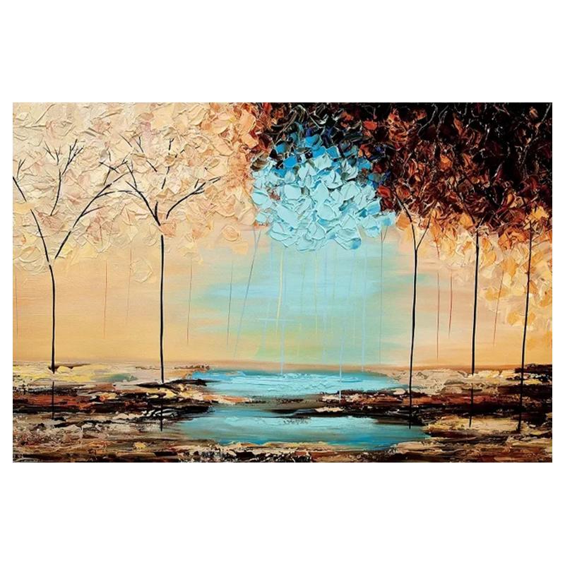 Скандинавское искусство, дерево, цветы, пейзаж, холст, художественные постеры и принты, абстрактная картина маслом, настенные панно для гостиной, домашний декор