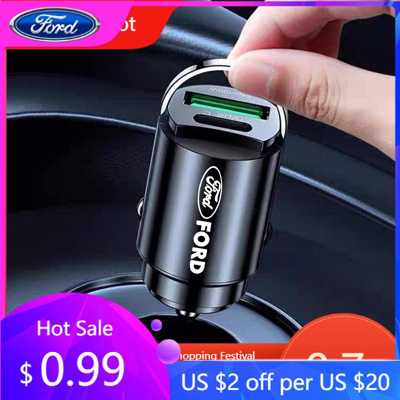 Car Sticker 2025 Hot New 100W Car Charger Lighter PD Fast Charging Mini Car Phone Charger For Ford Escape Kuga Mondeo Ecosport F